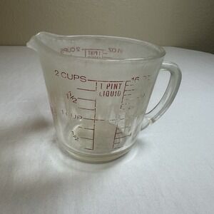 Vintage Fire King #498 Anchor Hocking 2 Cup Glass Measuring Cup D Handle USA